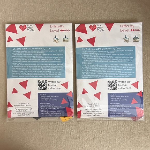 2 Low Poly Crafts Berlin Brandenburg Gate Kits - Picture 3 of 3